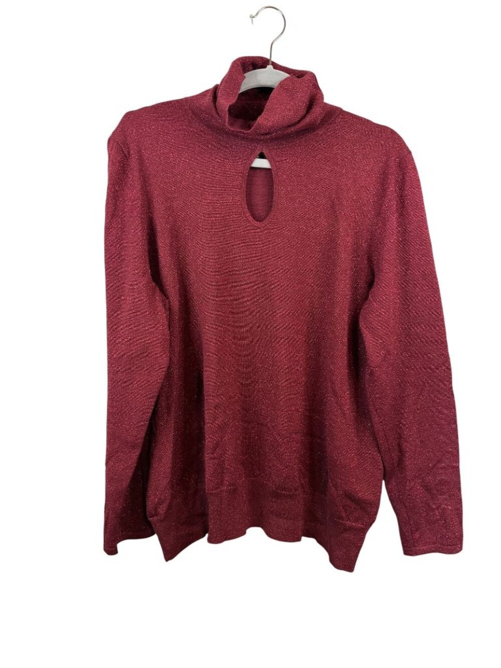 Lane Bryant Red Glitter Keyhole Turtleneck Sweater Size 18/20